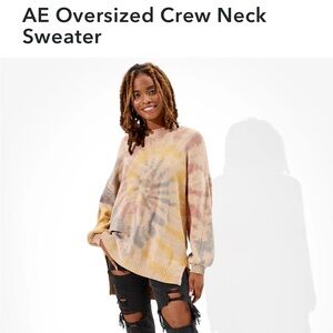 American Eagle Outfitters Tie-Dye Sweater - Cream, Pink, Yellow, Blue